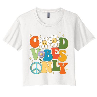 Good Vibes Only Retro Hippie Crop Top