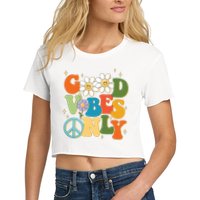 Good Vibes Only Retro Hippie Crop Top