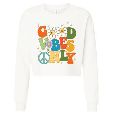 Good Vibes Only Retro Hippie Cropped Pullover Crew