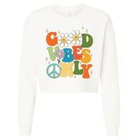 Good Vibes Only Retro Hippie Cropped Pullover Crew