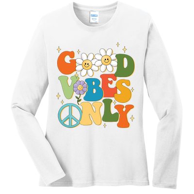 Good Vibes Only Retro Hippie Ladies Long Sleeve Shirt