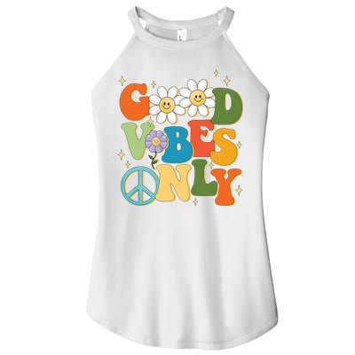 Good Vibes Only Retro Hippie Women's Perfect Tri Rocker Tank