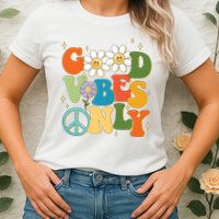 Good Vibes Only Retro Hippie Womens T-Shirt