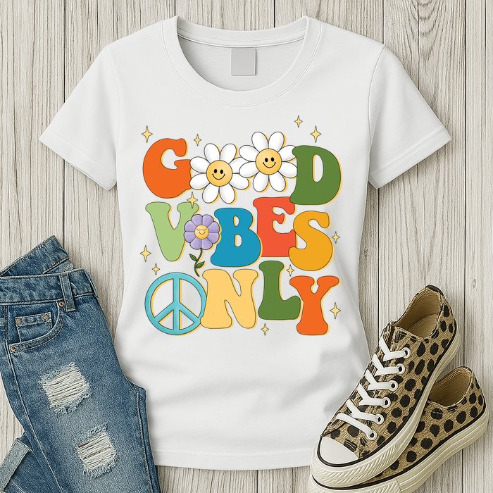 Good Vibes Only Retro Hippie Womens T-Shirt