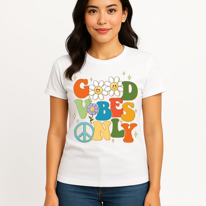Good Vibes Only Retro Hippie Womens T-Shirt