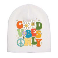 Good Vibes Only Retro Hippie Short Acrylic Beanie