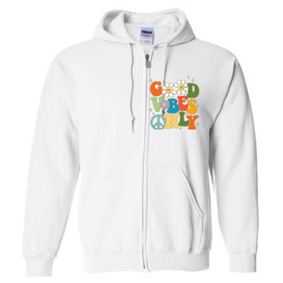 Good Vibes Only Retro Hippie Full Zip Hoodie