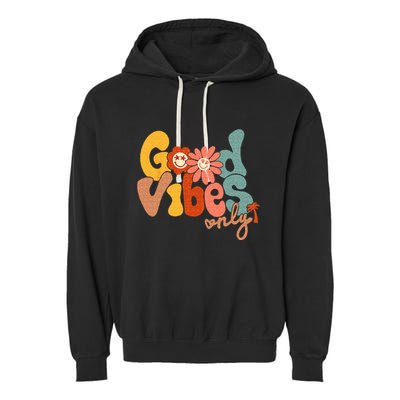 Good Vibes Only Flower Hawaii Beach Summer Vacation Family Garment-Dyed Fleece Hoodie