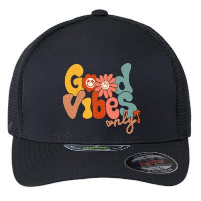 Good Vibes Only Flower Hawaii Beach Summer Vacation Family Flexfit Unipanel Trucker Cap