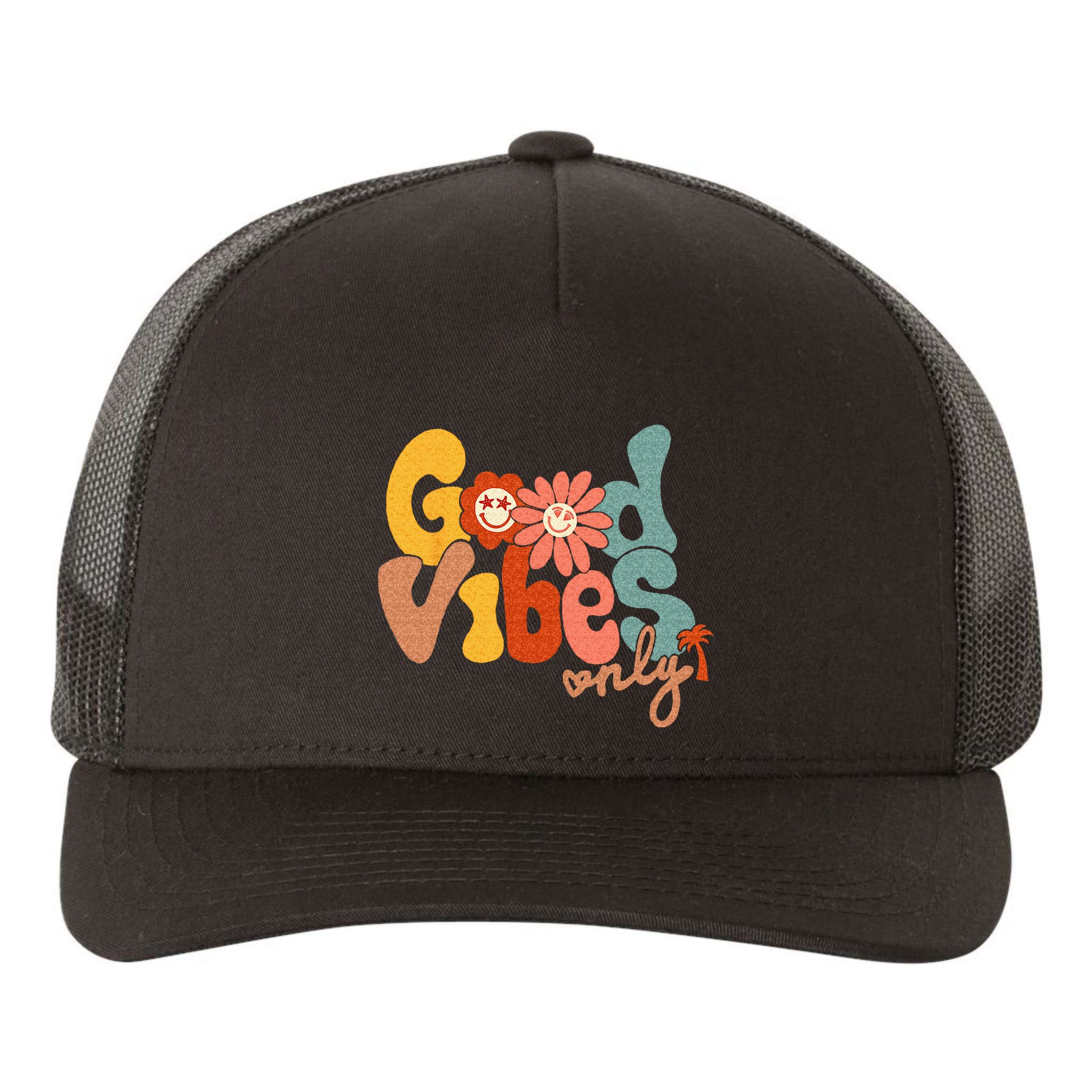 Good Vibes Only Flower Hawaii Beach Summer Vacation Family Yupoong Adult 5-Panel Trucker Hat