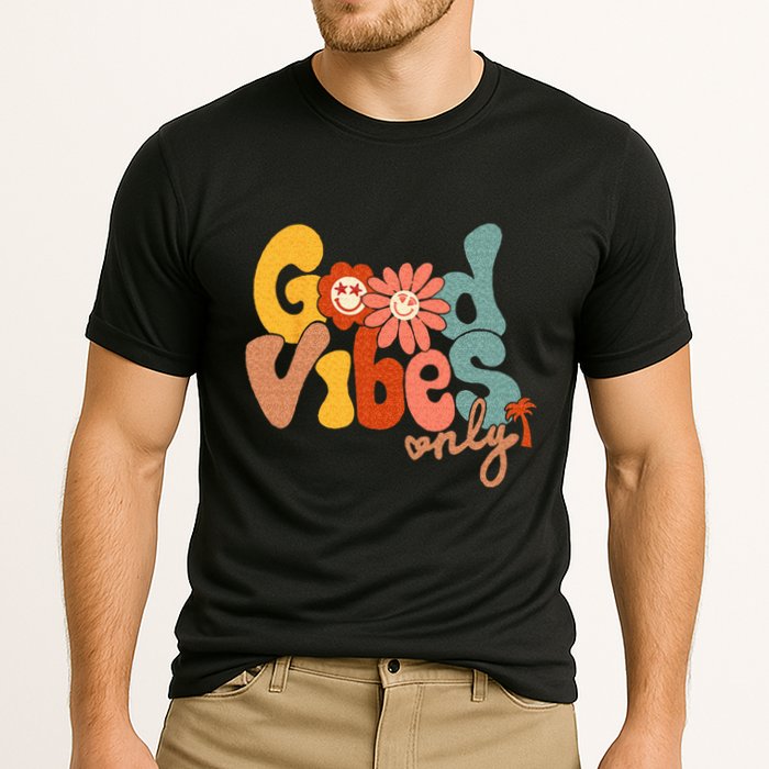 Good Vibes Only Flower Hawaii Beach Summer Vacation Family Cooling Performance Crew T-Shirt