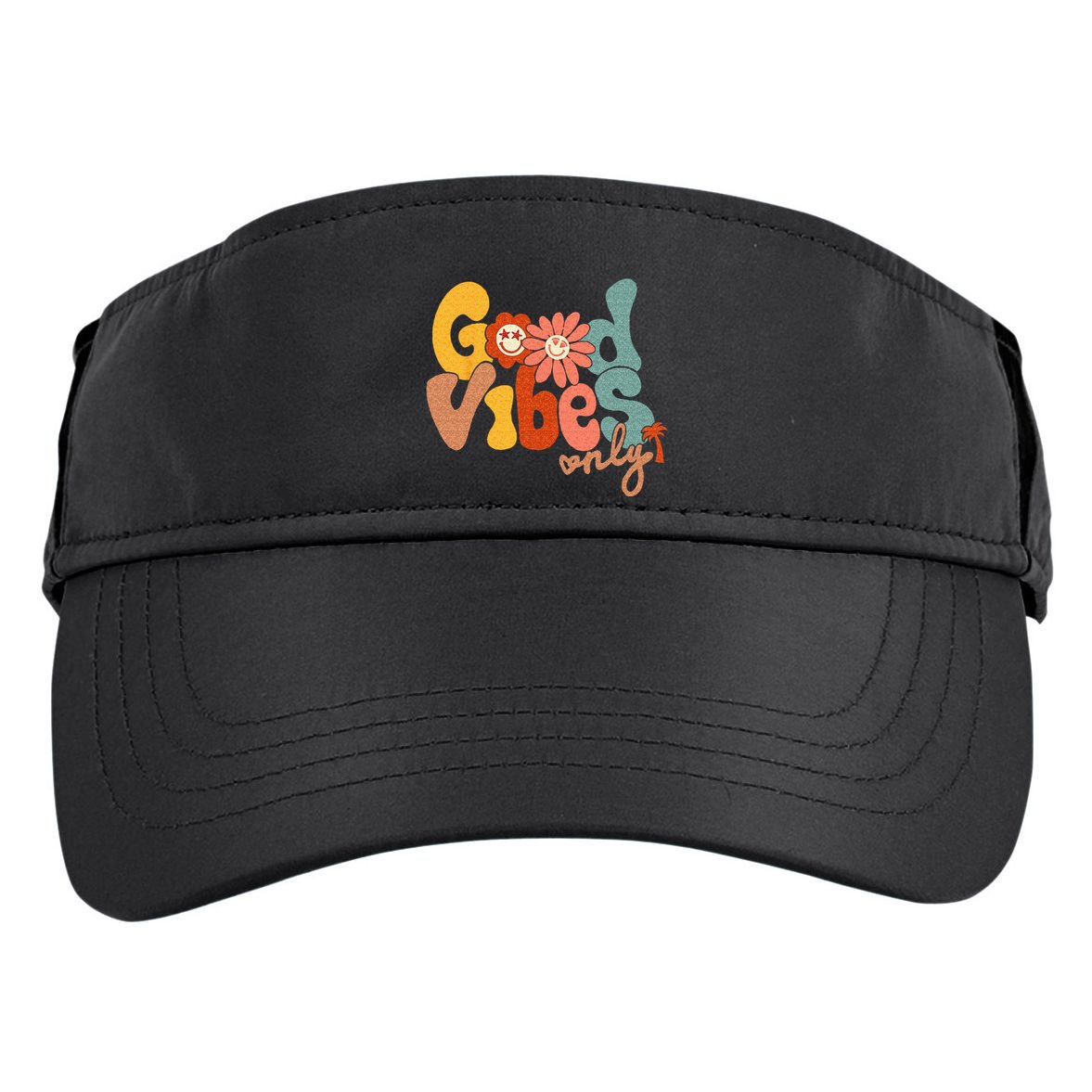 Good Vibes Only Flower Hawaii Beach Summer Vacation Family Adult Drive Performance Visor