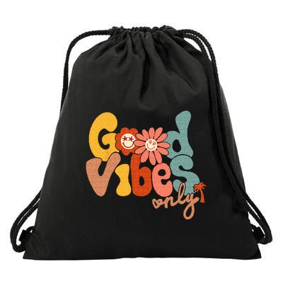 Good Vibes Only Flower Hawaii Beach Summer Vacation Family Drawstring Bag