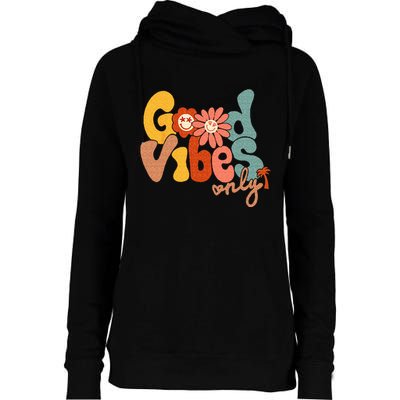 Good Vibes Only Flower Hawaii Beach Summer Vacation Family Womens Funnel Neck Pullover Hood