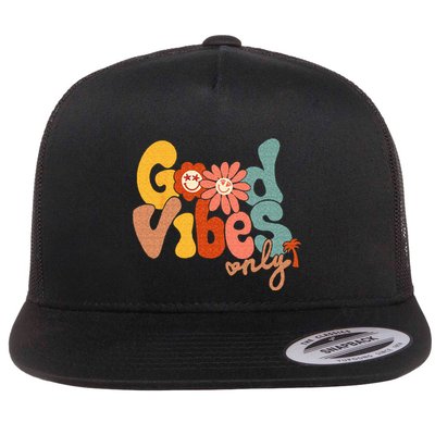 Good Vibes Only Flower Hawaii Beach Summer Vacation Family Flatbill Hat