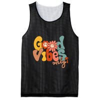 Good Vibes Only Flower Hawaii Beach Summer Vacation Family Mesh Reversible Basketball Jersey Tank