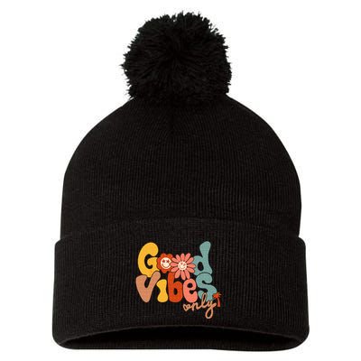 Good Vibes Only Flower Hawaii Beach Summer Vacation Family Pom Pom 12in Knit Beanie
