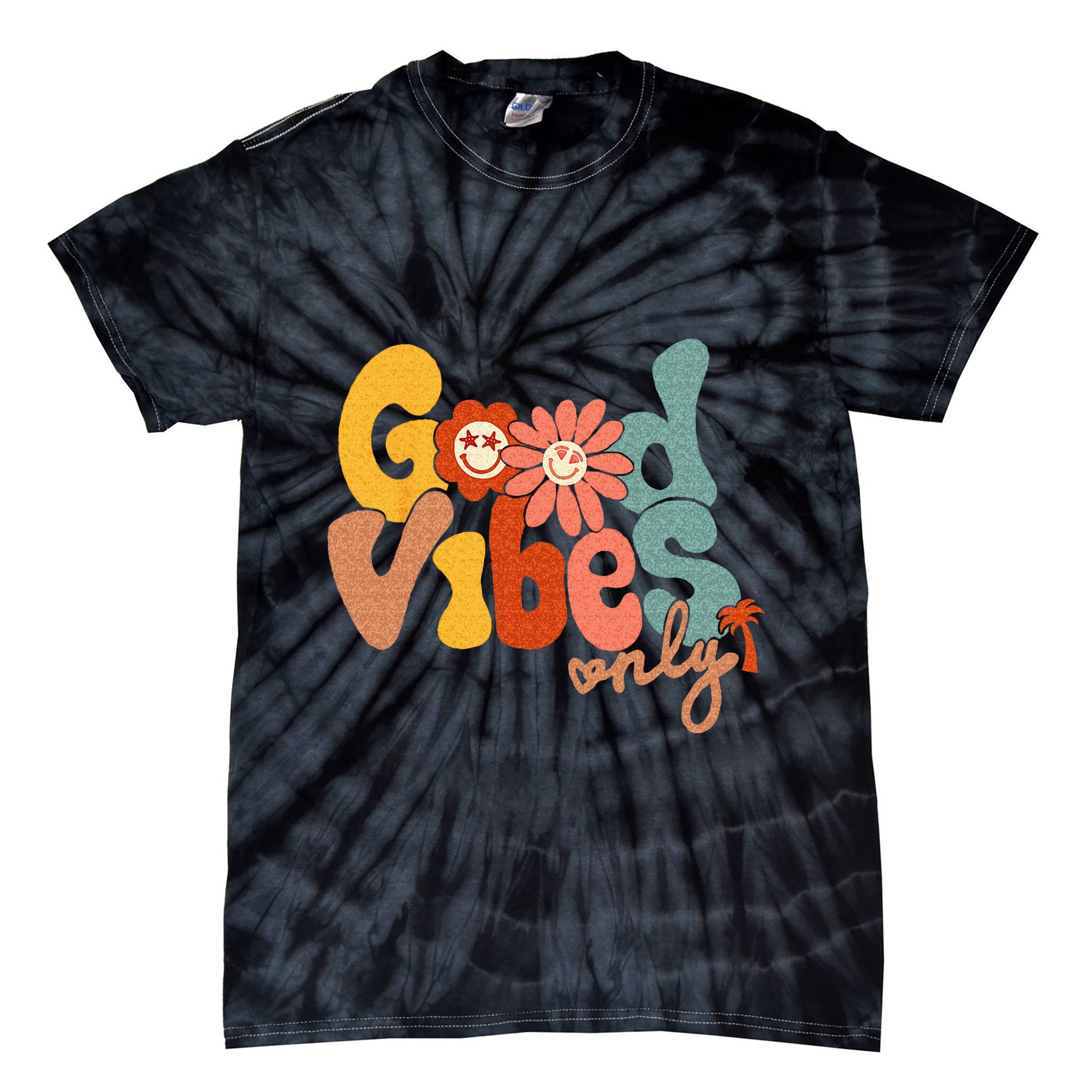 Good Vibes Only Flower Hawaii Beach Summer Vacation Family Tie-Dye T-Shirt