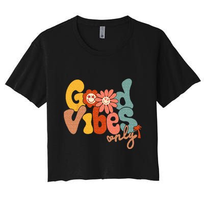 Good Vibes Only Flower Hawaii Beach Summer Vacation Family Crop Top