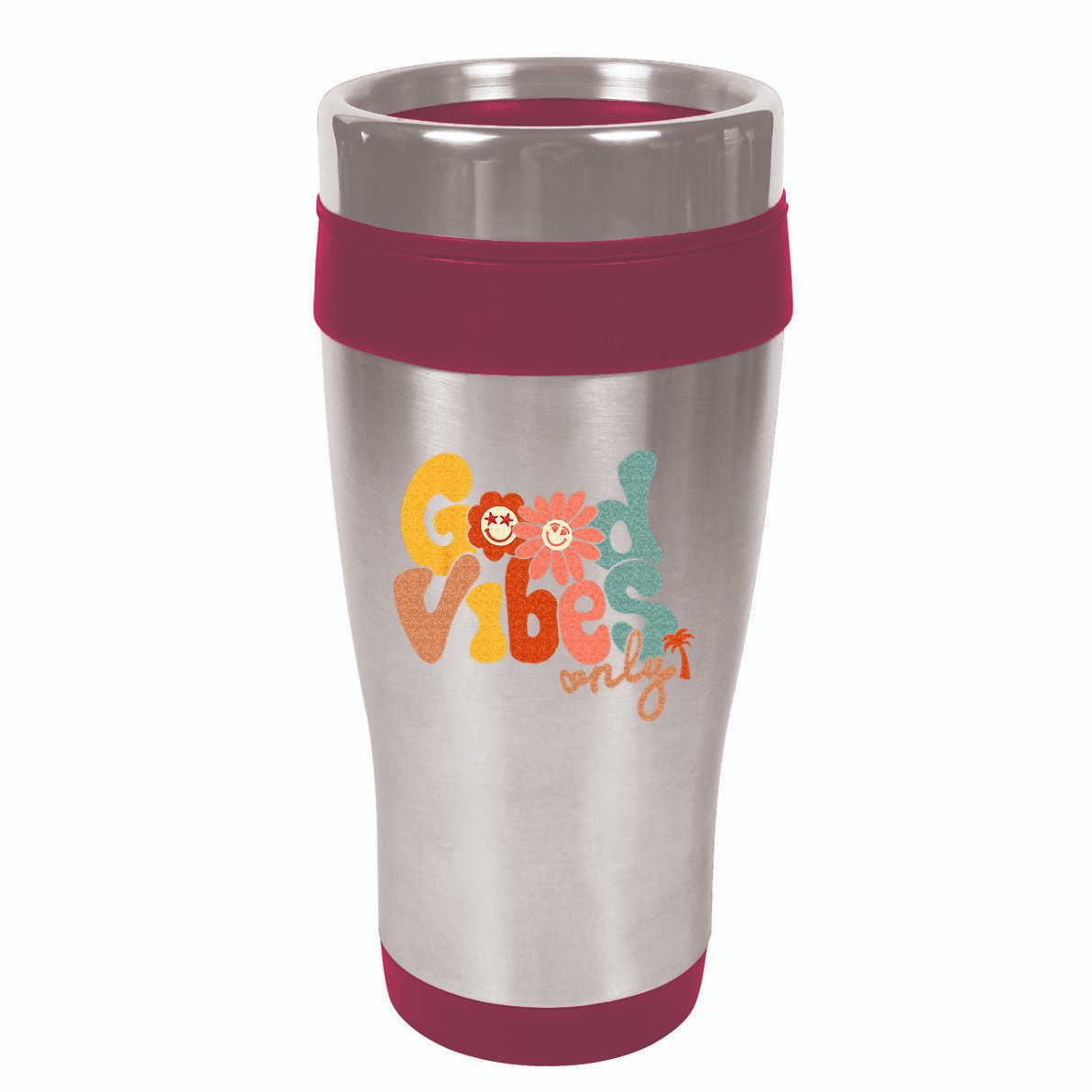 Good Vibes Only Flower Hawaii Beach Summer Vacation Family 16oz Travel Tumbler