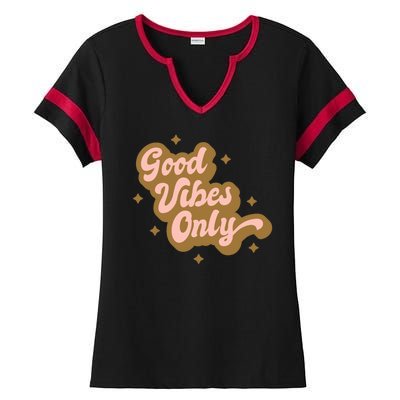 Good Vibes Only Retro Ladies Halftime Notch Neck Tee