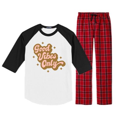 Good Vibes Only Retro Raglan Sleeve Pajama Set