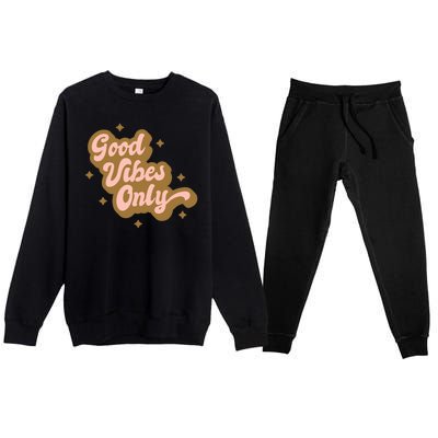 Good Vibes Only Retro Premium Crewneck Sweatsuit Set