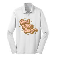 Good Vibes Only Retro Silk Touch Performance Long Sleeve Polo