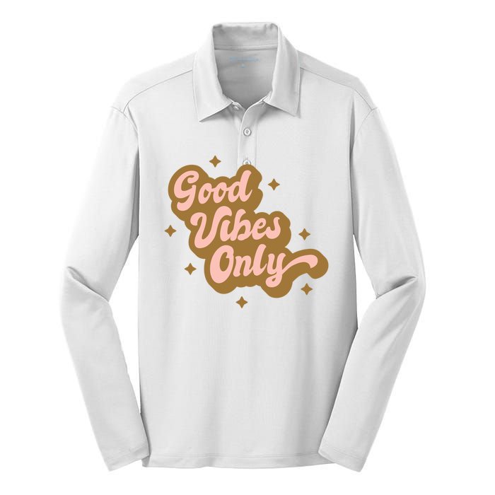 Good Vibes Only Retro Silk Touch Performance Long Sleeve Polo