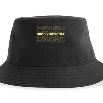 Good Vibes Only Vintage Optimist Positive Thinking Retro Sustainable Bucket Hat