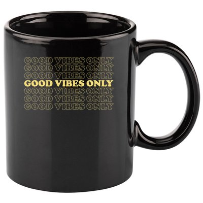 Good Vibes Only Vintage Optimist Positive Thinking Retro 11oz C Handle Ceramic Mug