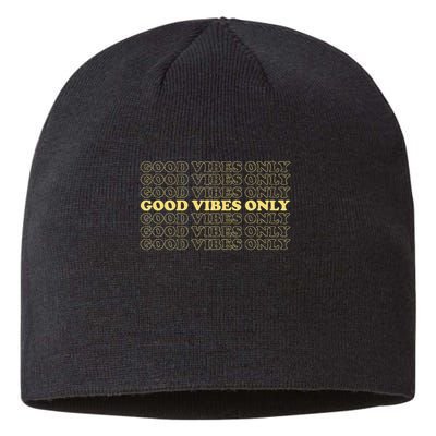 Good Vibes Only Vintage Optimist Positive Thinking Retro Sustainable Beanie