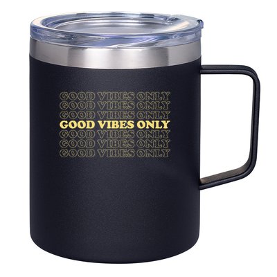 Good Vibes Only Vintage Optimist Positive Thinking Retro 12oz Stainless Steel Coffee Mug