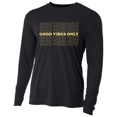 Good Vibes Only Vintage Optimist Positive Thinking Retro Cooling Performance Long Sleeve Crew