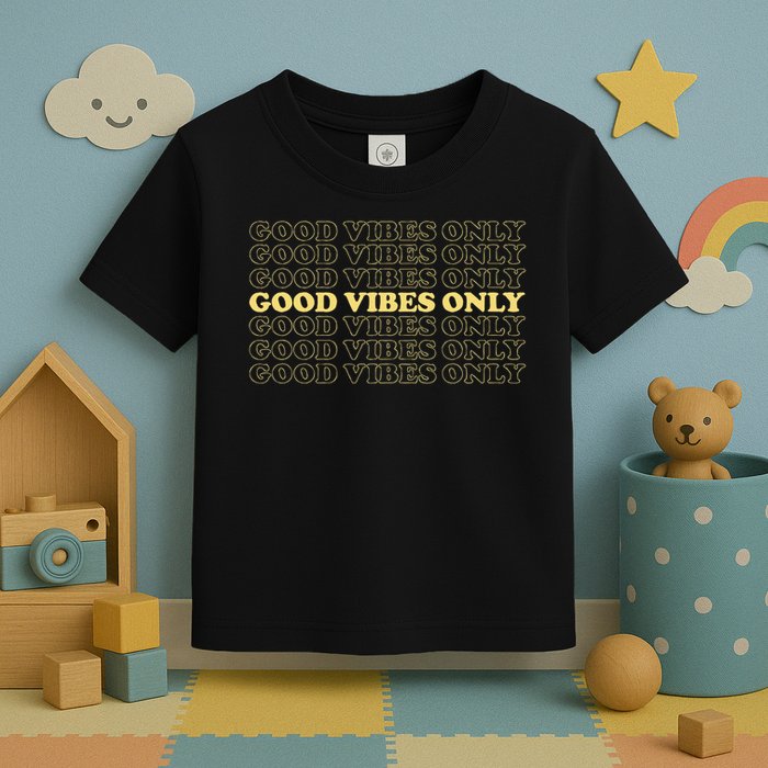 Good Vibes Only Vintage Optimist Positive Thinking Retro Toddler T-Shirt