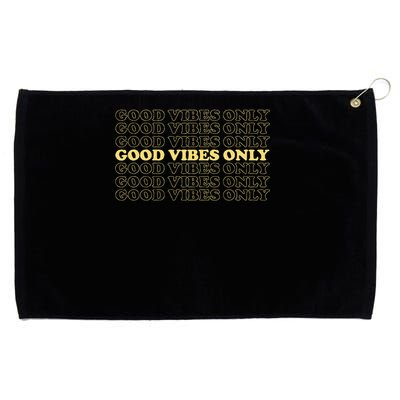 Good Vibes Only Vintage Optimist Positive Thinking Retro Grommeted Golf Towel