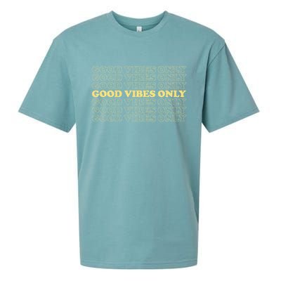 Good Vibes Only Vintage Optimist Positive Thinking Retro Sueded Cloud Jersey T-Shirt
