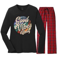 Good Vibes Only Vintage Positive Mind Women's Long Sleeve Flannel Pajama Set 