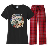 Good Vibes Only Vintage Positive Mind Women's Flannel Pajama Set