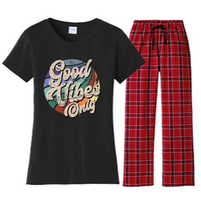 Good Vibes Only Vintage Positive Mind Women's Flannel Pajama Set