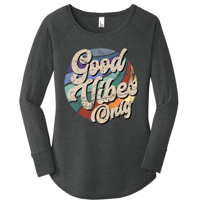 Good Vibes Only Vintage Positive Mind Women's Perfect Tri Tunic Long Sleeve Shirt