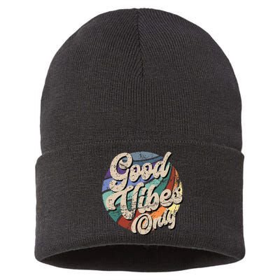 Good Vibes Only Vintage Positive Mind Sustainable Knit Beanie