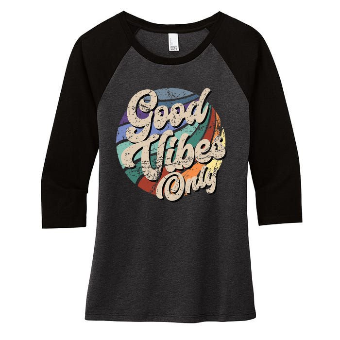 Good Vibes Only Vintage Positive Mind Women's Tri-Blend 3/4-Sleeve Raglan Shirt