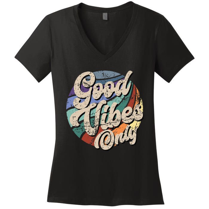 Good Vibes Only Vintage Positive Mind Women's V-Neck T-Shirt