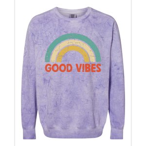 Good Vibes Only Funny Positive Inspirational Retro Colorblast Crewneck Sweatshirt