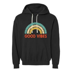 Good Vibes Only Funny Positive Inspirational Retro Garment-Dyed Fleece Hoodie