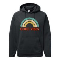 Good Vibes Only Funny Positive Inspirational Retro Performance Fleece Hoodie