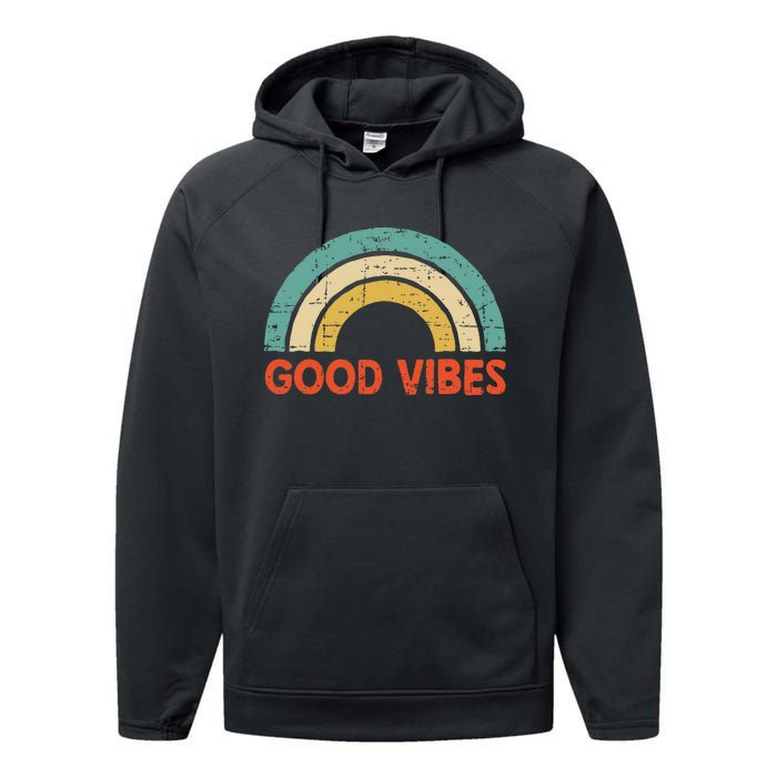 Good Vibes Only Funny Positive Inspirational Retro Performance Fleece Hoodie