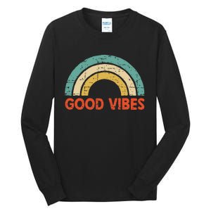 Good Vibes Only Funny Positive Inspirational Retro Tall Long Sleeve T-Shirt