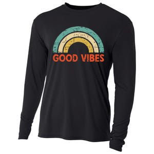 Good Vibes Only Funny Positive Inspirational Retro Cooling Performance Long Sleeve Crew